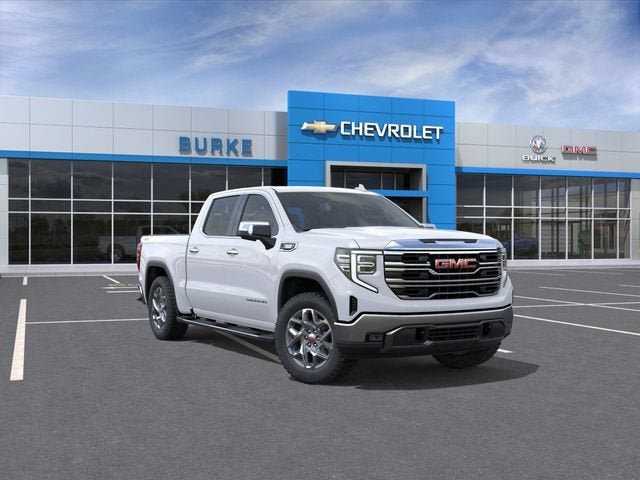 2026 GMC Sierra 1500 SLT in Summit White — front three-quarter view
