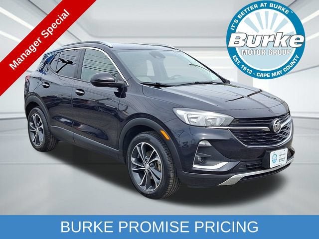 2021 Buick Encore GX Select in Dark Moon Blue Metallic — front three-quarter view